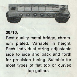 Schaller adjustable guitar bridge type: 20/10 3