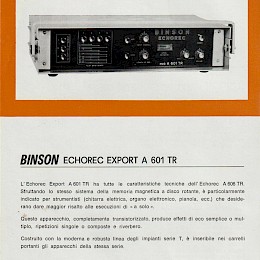 Binson Echorec mod.A 601 TR doublesided flyer - Italian, English, French, German 24,5x17cm - 19 euro!