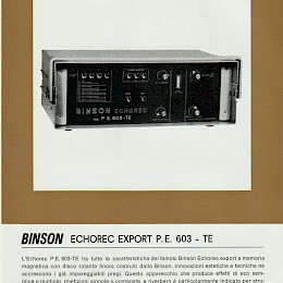 Binson Echorec mod.P.E.603-TE doublesided flyer - Italian, English, French, German 24,5x17cm - 19 euro!
