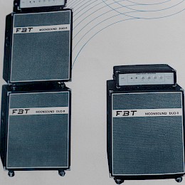 1981 FBT Moonsound Duo R Combitone guitar bass amplifier range product range folded brochure 29x21cm folded 6pages