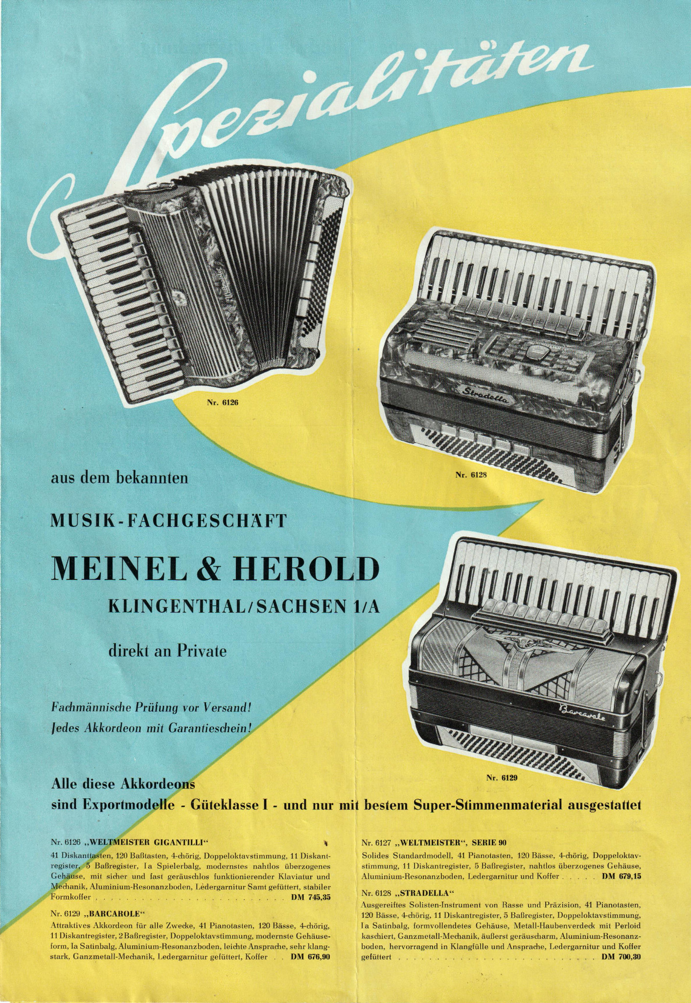 مضطراب الشحن هذا كل شئ  Meinel & Herold Guitars Akkordeons folded brochure 1961 DDR Germany -  Guitarage.nl - Guitar Crazy, Crazy Guitars!
