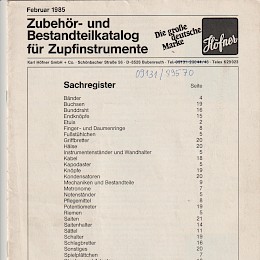 Hofner parts & accessoires catalog 1985