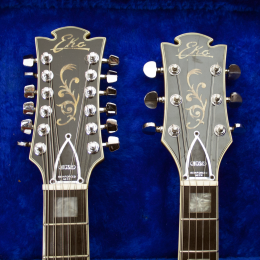1980s Eko DM-18 doubleneck guitar including case, made in Italy! 4