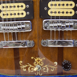 1980s Eko DM-18 doubleneck guitar including case, made in Italy! 5