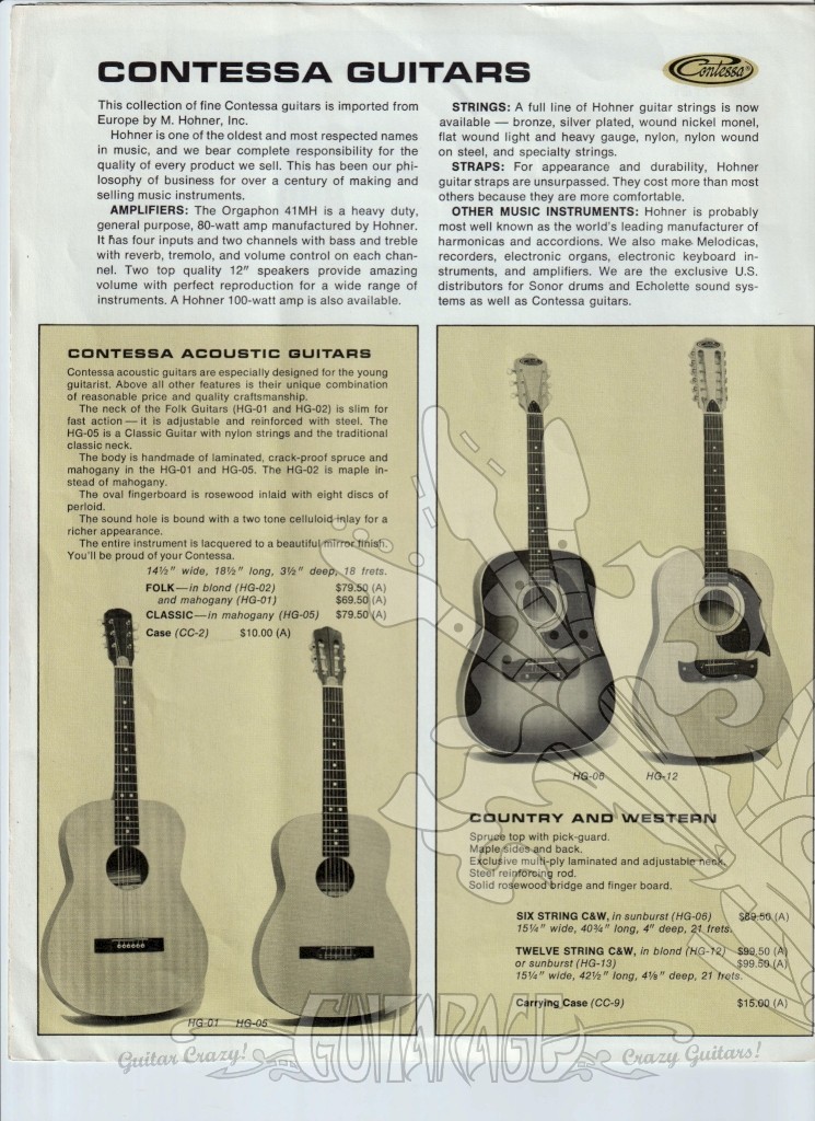 graan Bespreken Aanzetten Contessa by Hohner guitar folded brochure 1970s USA - Guitarage.nl - Guitar  Crazy, Crazy Guitars!