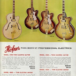 1960 - 70s Höfner fine professional guitars and electric basses catalog 4