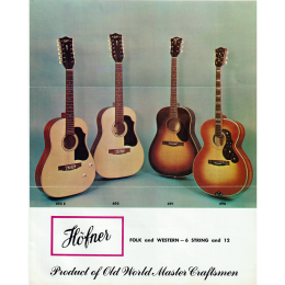 Höfner Folk and western - 6string and 12 guitar flyer brochure 1960 - 70s made in Germany