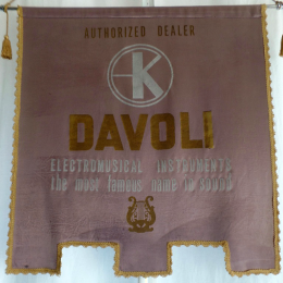 Davoli Krundaal "Most famous name in sound" 64cm x 60cm cloth banner 1950s studio proberaum mancave made in Italy