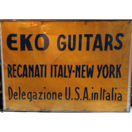 1960-70s Eko guitars - Recanati Italy - New York - "Delegazione U.S.A. in Italia" - 95x68cm cloth banner, made in Italy studio proberaum mancave
