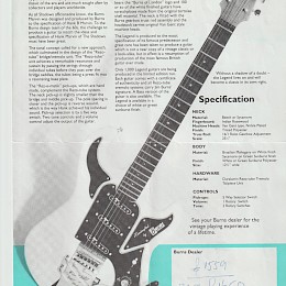 1992 Burns the Legend guitar flyer, made in UK 1