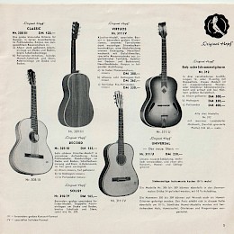1955 Hopf gitarren guitar catalog prospekt, made in Germany 1