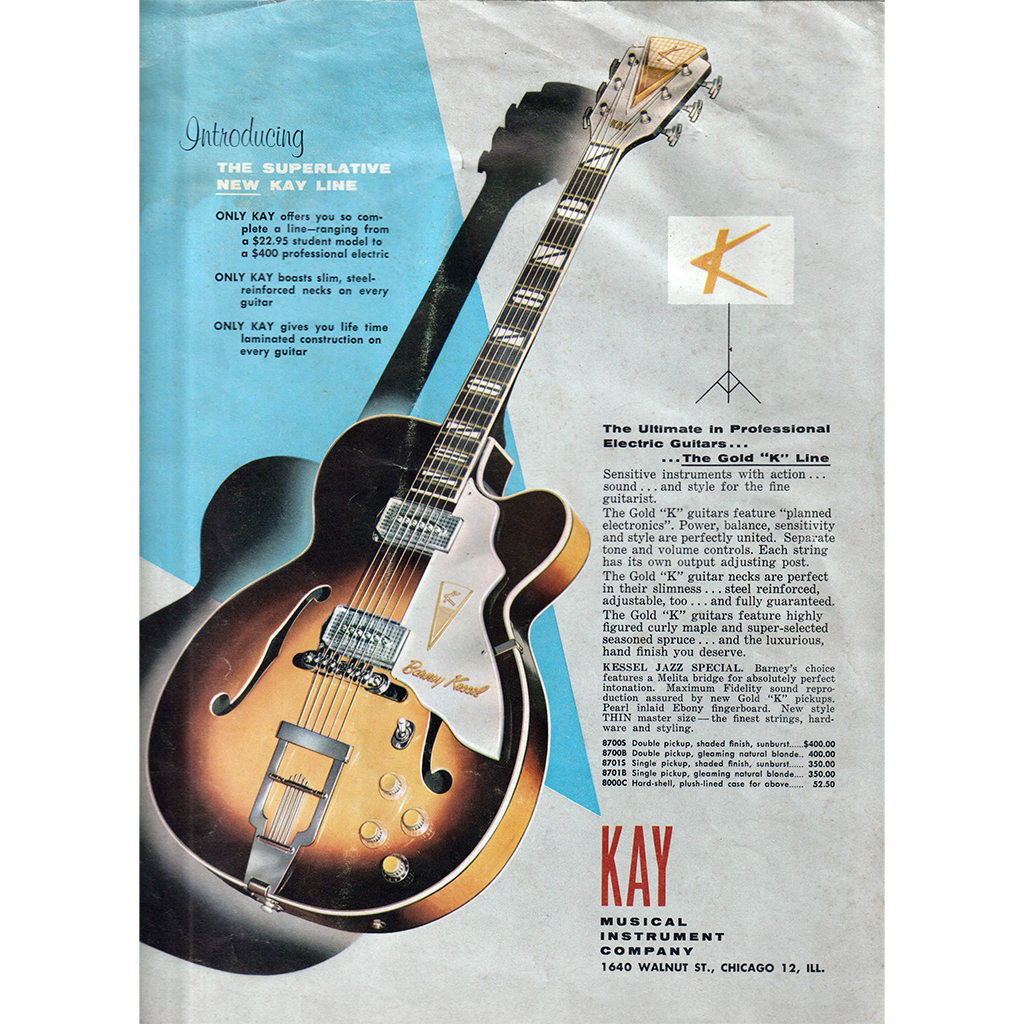 Kay Musical Instrument company product catalog prospekt 1950s made in Chicago USA Guitarage.nl