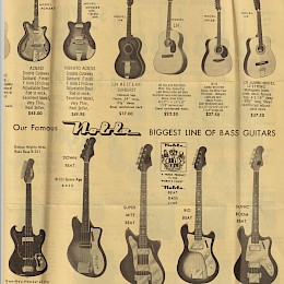 1966 Noble 'The Aristocrat of guitars' new order form folded brochure, made in USA 2