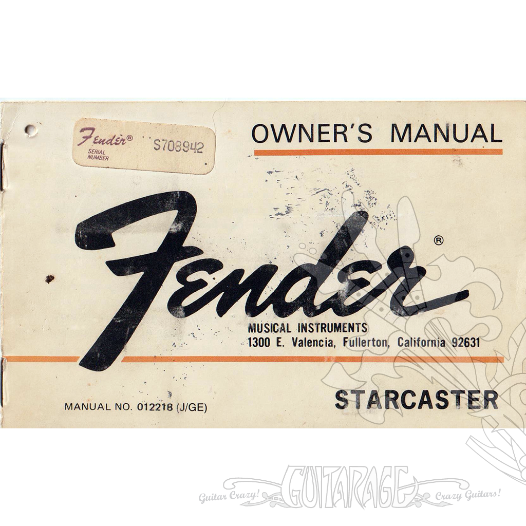 Fender Starcaster guitar owners manual / hangtag 1975 made in USA Guitarage.nl Guitar Crazy