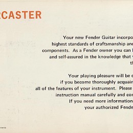 1975 Fender Starcaster guitar owners manual - hangtag, made in USA 1