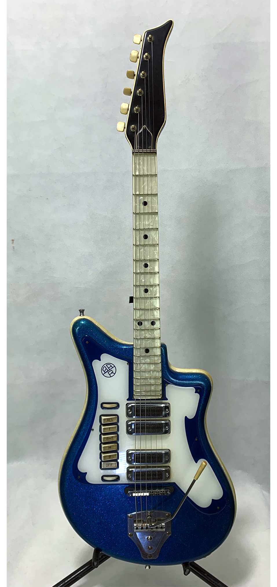 Alvaro Bartolini blue sparkle V4 guitar 1960s made in Italy