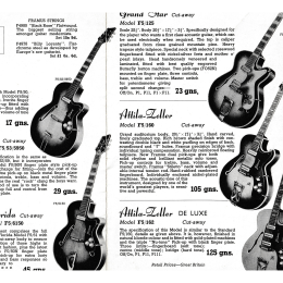 Framus guitars folded brochure for Dallas London UK 1960