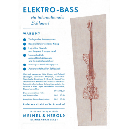 Meinel & Herold Elektro-bass guitar advertisement flyer 1960s Made in DDR Germany